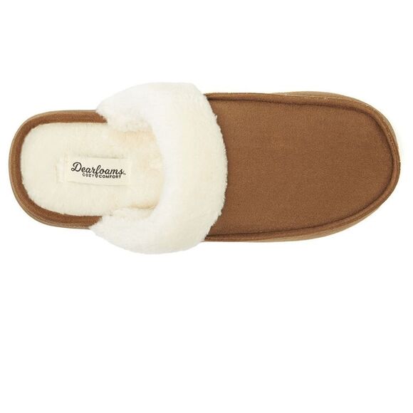 NEW- Dearfoams Cozy Comfort Women's Microsuede Moc Toe Scuff Slippers Chestnut - Picture 4 of 7